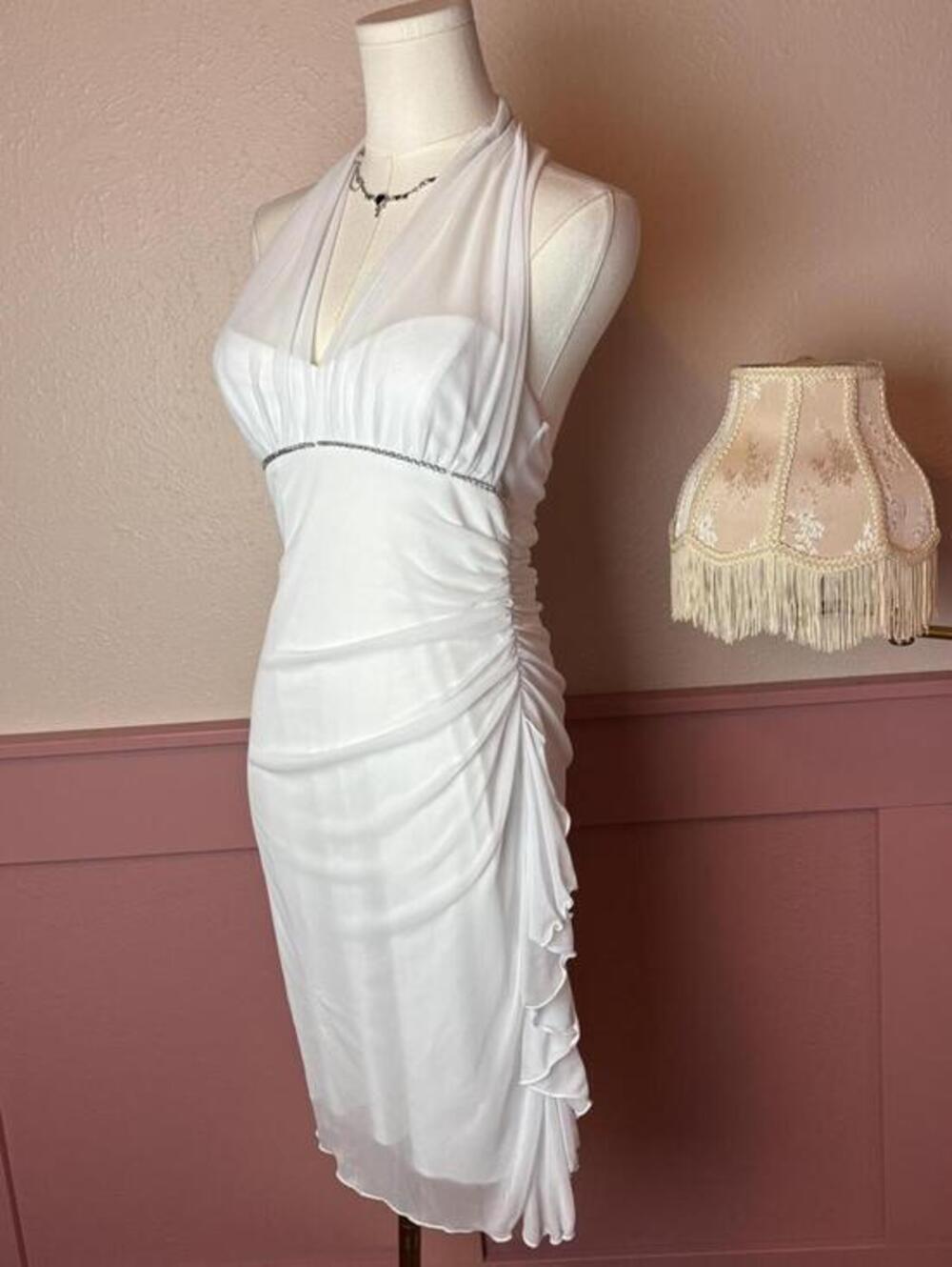 My Michelle y2k halter bling dress vintage white sz small